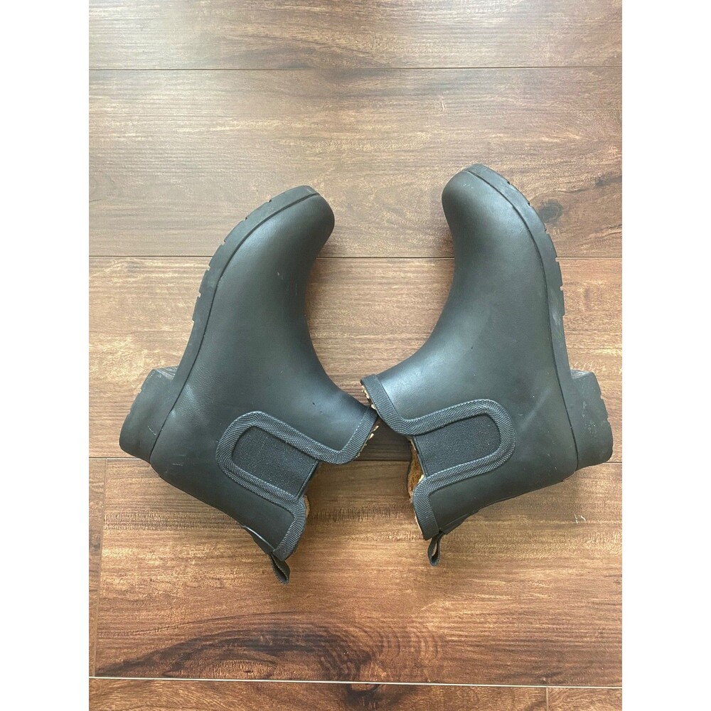 Chooka Rain Boots Women's Delridge Chelsea Black Faux Fur Line Rubber Size 9